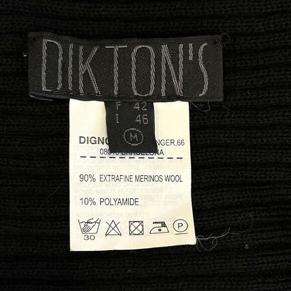 DikTons Barcelona Waterfall Cardigan Sweater Medium Merino Wool Black Cream - Picture 4 of 7